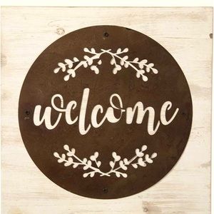 Brownlow Gifts Acid Washed Round Metal Sign, 11.5 x 11.5-Inches, “Welcome” NWT